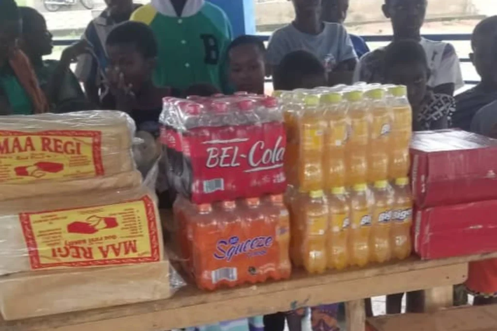 Educational materials and essential supplies prepared for community support initiatives.